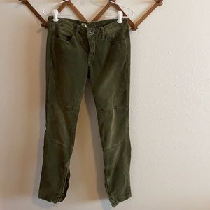 Olive green velvet free people skinny pants
